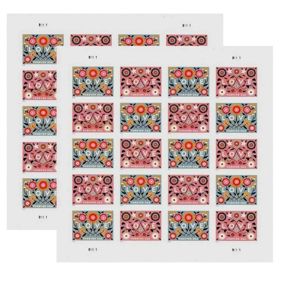 500 LOVE USA FOREVER MAILING USPS 2022 FLORAL
POSTAGE STAMPS ADHESIVE - Picture 2 of 6